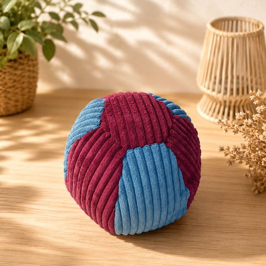 großer Ball aus Cord dunkles pink / leuchtendes blau