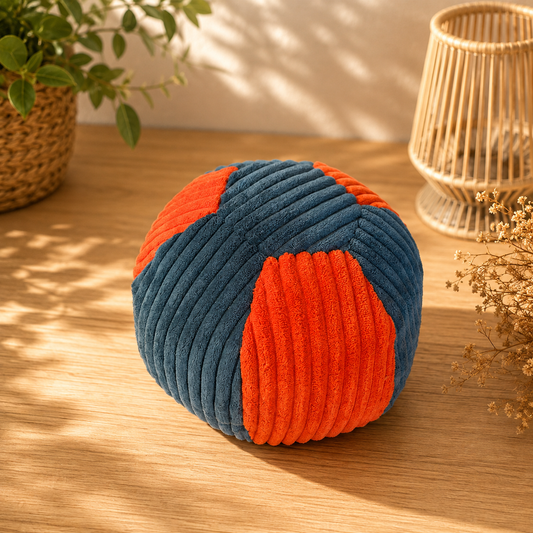 großer Ball aus Cord dunkles petrol / orange