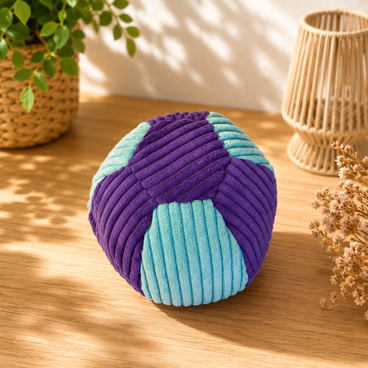 großer Ball aus Cord lila / türkis