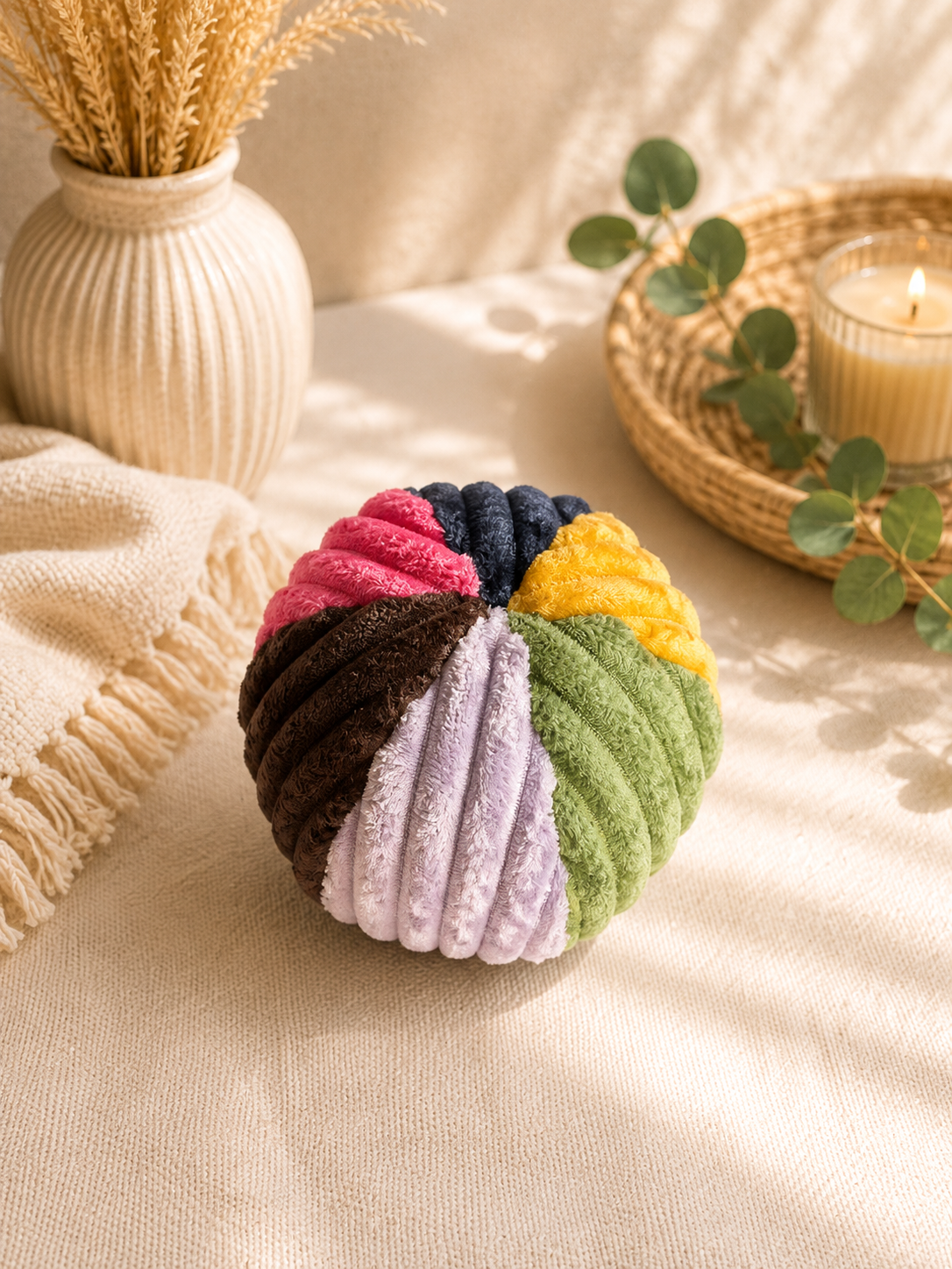 kleiner Ball aus Cord braun / flieder / pink / dukelblau / grün / gelb