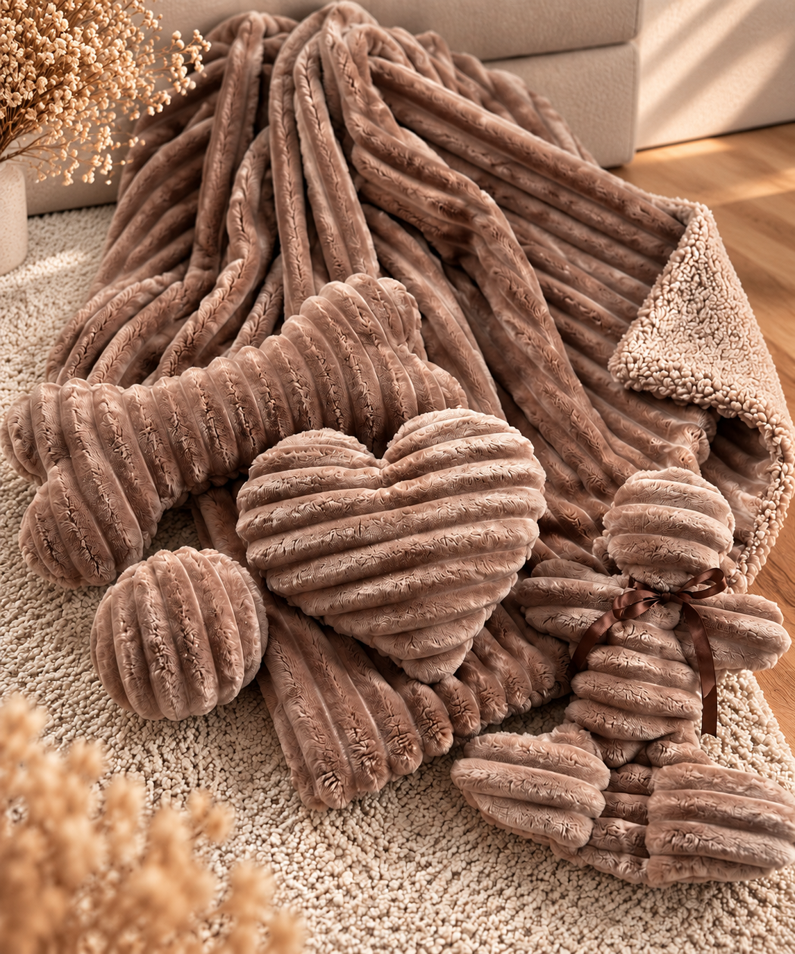 Kuschelkollektion Wellnessfleece braun mit beige