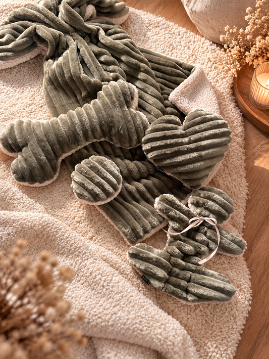 Kuschelkollektion Wellnessfleece oliv mit beige
