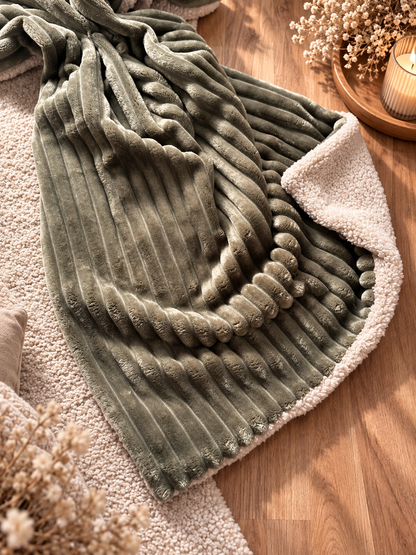 Kuschelkollektion Wellnessfleece oliv mit beige