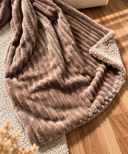 Kuschelkollektion Wellnessfleece braun mit beige