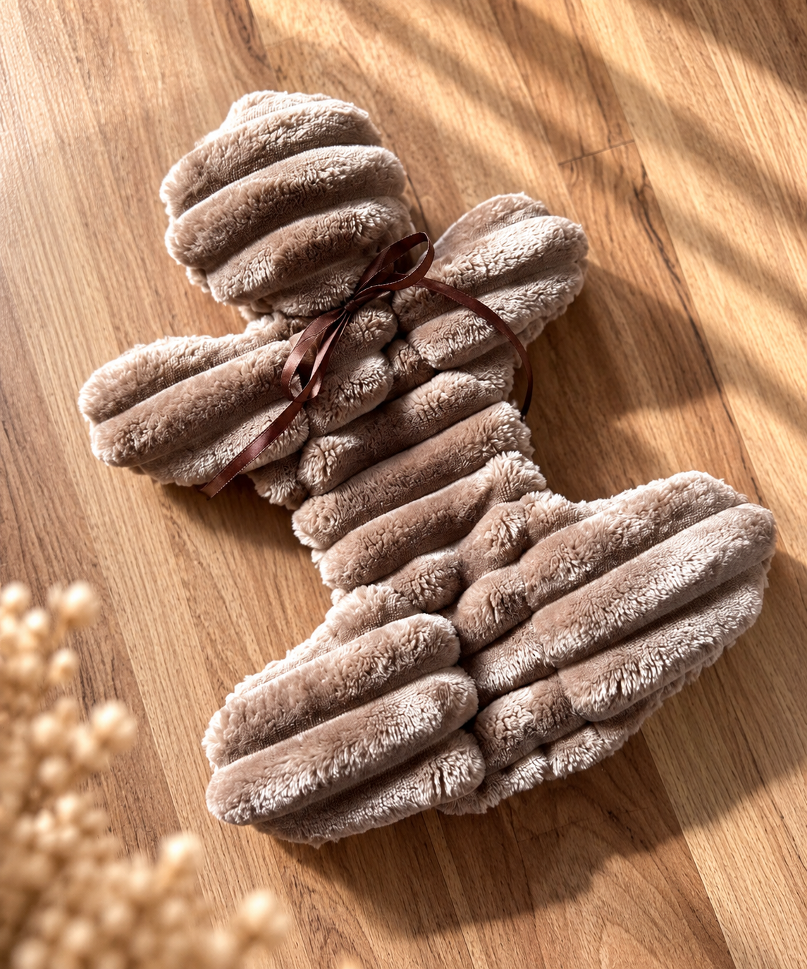Kuschelkollektion Wellnessfleece braun mit beige