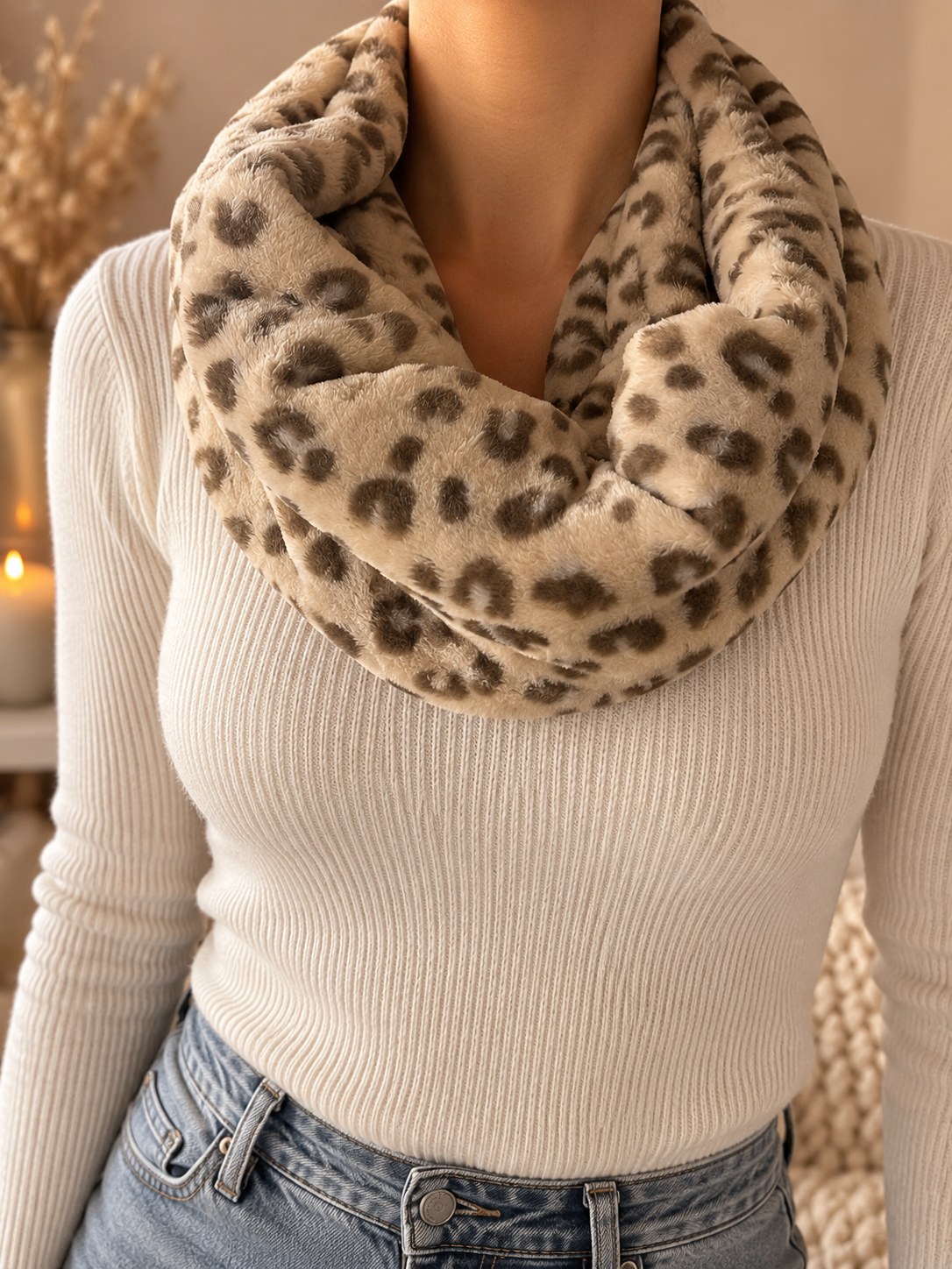 Halssocke Wellnessfleece Leo beige