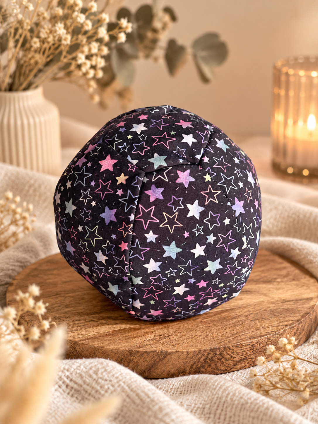 großer Ball aus Softshell Sternchen rosa / lila