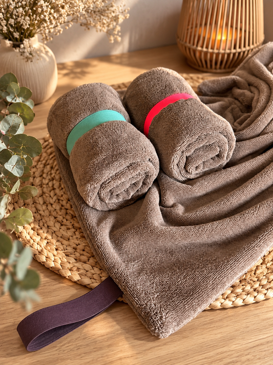 Roll & Go Hundehandtuch Bambus Frottee Grau Taupe