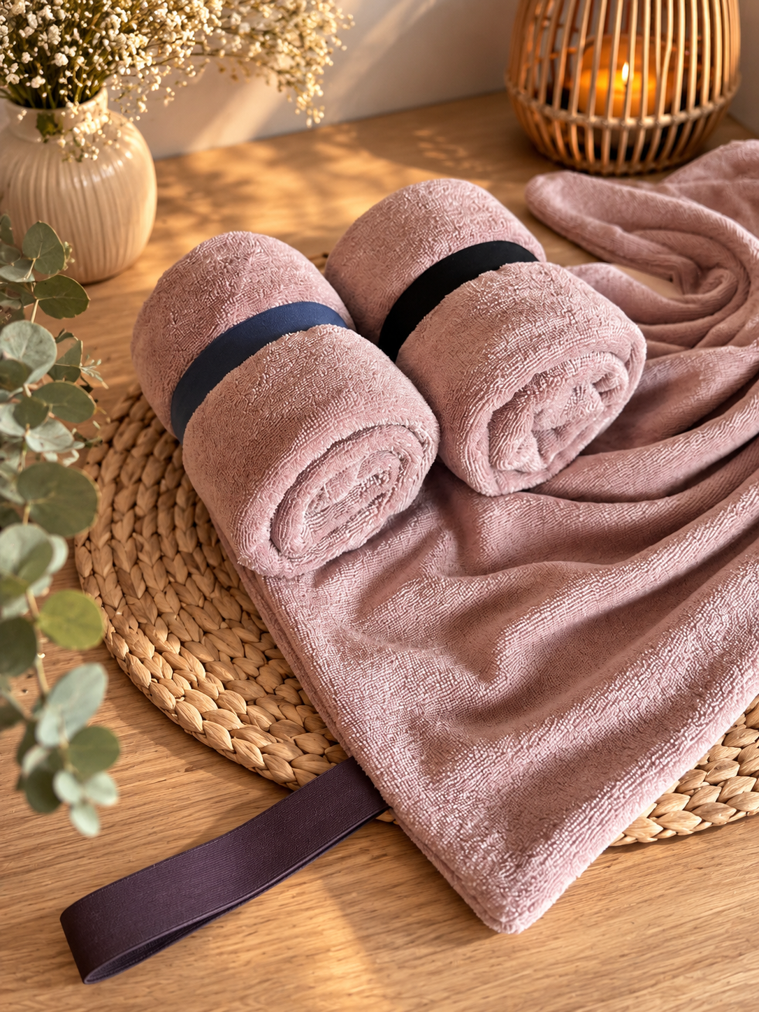 Roll & Go Hundehandtuch Bambus Frottee Rosa