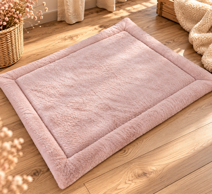 Liegeplatz aus Cord 60 x 80 cm * braun mit Kuschelstoff rosa * fertig & direkt verfügbar